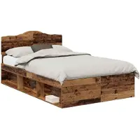 vidaXL Cadre de lit en vieux bois 120 x 190 cm Pin massif