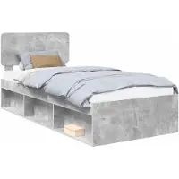 vidaXL Cadre de lit Béton Gris 90 x 190 cm Pin massif
