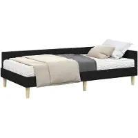 vidaXL Cadre de lit d'angle avec matelas 2 pièces Vert Tissu