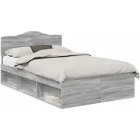 vidaXL Cadre de lit gris Sonoma 135 x 190 cm Pin massif