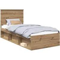 vidaXL Cadre de lit en chêne artisanal 75 x 190 cm Pin massif