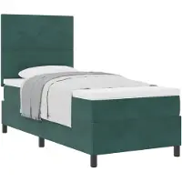 vidaXL Lit boxspring avec matelas vert foncé 90 x 190 cm velours