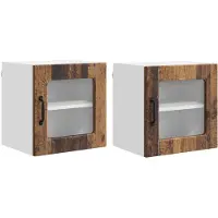 vidaXL Armoire vitrée PORTO, 2 pièces, bois de récupération, panneaux de particules