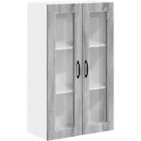 vidaXL Armoire murale en verre PORTO, gris Sonoma, 60 x 31 x 100 cm