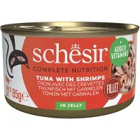 Schesir Thon aux crevettes en gelée pour chats, 6 x 85 g