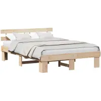 vidaXL Cadre de lit avec tête de lit naturelle 160 x 200 cm Pin massif