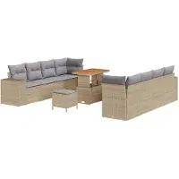 vidaXL Ensemble de canapés de jardin , 11 pièces, beige, en polyrotin
