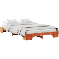 vidaXL Cadre de lit brun cireux 135 x 190 cm Pin massif