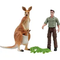Schleich , série WILD LIFE, ensemble "Kangourou" avec le Ranger, référence 81540
