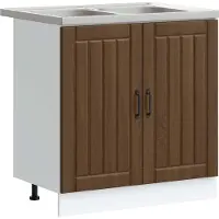 vidaXL Meuble sous lavabo avec porte Lucca 2 pièces aspect chêne brun