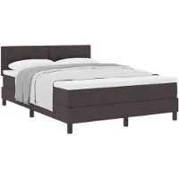 vidaXL Lit boxspring avec tête de lit brun foncé 140 x 190 cm Tissu