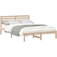 vidaXL Cadre de lit avec tête de lit Marron 140 x 220 cm Pin massif