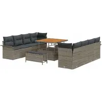 vidaXL Ensemble de canapés de jardin , 11 pièces, gris, en résine tressée
