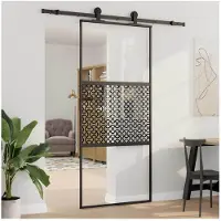 vidaXL Porte en verre noire 90 x 2 x 205 cm aluminium