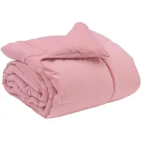 vidaXL Couette d'hiver rembourrée rose 200 x 220 cm microfibre