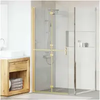 vidaXL Paroi de douche walk-in , finition dorée, 90 x 6,5 x 190 cm
