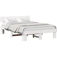 vidaXL Cadre de lit avec tête de lit Blanc 150 x 200 cm Pin massif