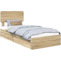 vidaXL Lit de rangement chêne Sonoma 90 x 190 cm Bois composite