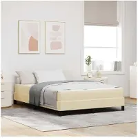 vidaXL Lit boxspring avec matelas Crème 160 x 200 cm Tissu