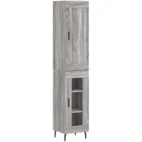 vidaXL Highboard Gris Sonoma 34,5x34x180 cm Matériau dérivé du bois