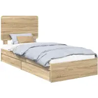 vidaXL Lit de rangement chêne Sonoma 75 x 190 cm Bois composite