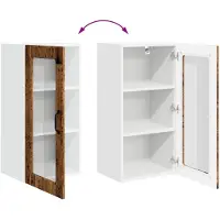 vidaXL Armoire murale en verre LUCCA, aspect bois vieilli, 40 x 31 x 80 cm, aggloméré