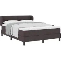 vidaXL Lit boxspring avec tête de lit brun foncé 140 x 190 cm Tissu