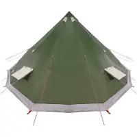 vidaXL Tente tipi avec toit et espace de rangement, verte, 560 x 560 x 300 cm, en taffetas