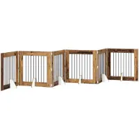 vidaXL : Barrière pliante pour chien avec supports, 6 pièces, bois de récupération, 482 cm