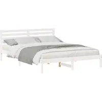 vidaXL Cadre de lit avec tête de lit blanc 160 x 210 cm Pin massif