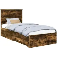vidaXL Cadre de lit Chêne fumé 90 x 190 cm Bois composite