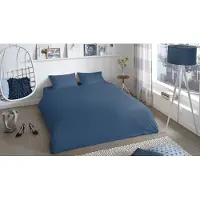 Good Morning Housse de couette Uni 200x200/220 cm Bleu denim