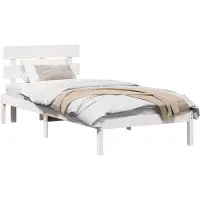 vidaXL Cadre de lit avec tête de lit blanc 100 x 200 cm pin massif