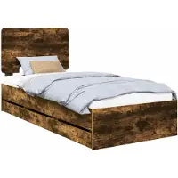 vidaXL Cadre de lit Chêne fumé 90 x 190 cm Bois d'ingénierie
