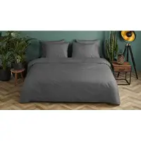 Hanche Enveloppe de couette "uni dessin" - Anthracite - (140x200/220 cm) - Satin de coton