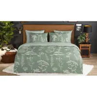 Good Morning Enveloppe de couette "fleurs" - Vert - (240x200/220 cm) - Flanelle de coton