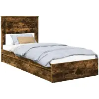 vidaXL Lit de rangement Chêne fumé 100 x 200 cm Bois composite