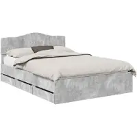vidaXL Cadre de lit avec tête de lit Béton Gris 150 x 200 cm Bois d'ingénierie