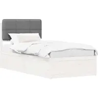 vidaXL Cadre de lit avec tête de lit rembourrée gris clair 90 x 200 cm
