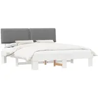 vidaXL Cadre de lit avec tête de lit rembourrée gris clair 180 x 200 cm