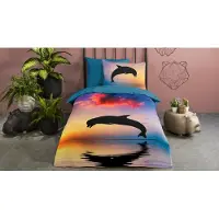Good Morning Housse couette enfant DOLPHIN 140x200/220 cm Multicolore