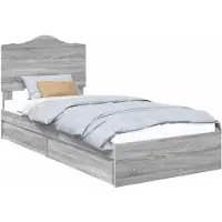 vidaXL Lit de rangement gris Sonoma 90 x 200 cm Bois composite
