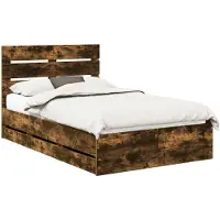 vidaXL Cadre de lit Chêne fumé 120 x 190 cm Bois d'ingénierie
