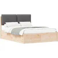 vidaXL Cadre de lit avec tête de lit rembourrée gris foncé 135 x 190 cm