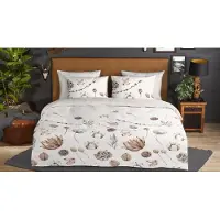 Good Morning Enveloppe de couette "fleurs sèches" - Sand - (200x200/220 cm) - Flanelle de coton