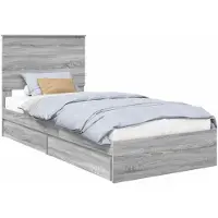 vidaXL Lit de rangement gris Sonoma 90 x 190 cm Bois composite