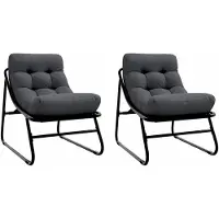 vidaXL Meubles de jardin avec coussins 2 pièces Noir 60,5 x 81 x 71 cm
