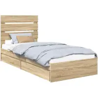 vidaXL Lit avec coffre de rangement , chêne Sonoma, 70 x 190 cm, bois d'ingénierie