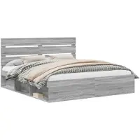 vidaXL Cadre de lit gris Sonoma 200 x 200 cm Pin massif