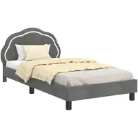 vidaXL Sommier de lit d'enfant avec tête de lit gris foncé 80 x 200 cm velours